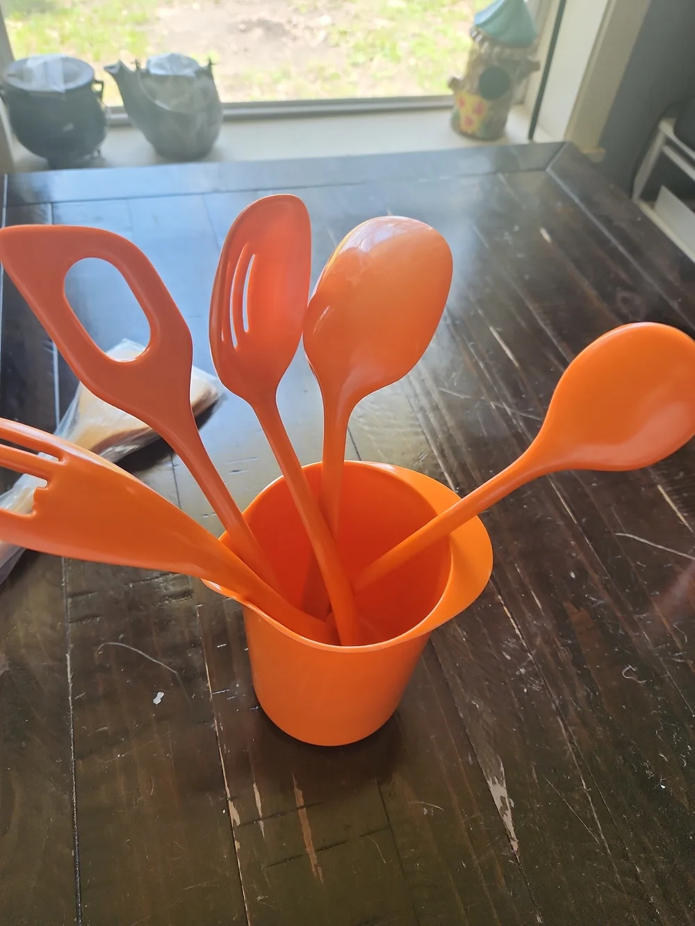 Vtg MCM Rosti Denmark Orange Melamine Pitcher Utensils 2511 Eric Lehmann 1960s